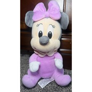 Disney Parks Baby Minnie Mouse Plush 12" Stuffed Animal Gray Purple